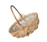 jojofuny Panier à Fleurs Osier Tressé Main avec Anse Panier de Demoiselle Honneur pour Mariage Corbeille Décorative pour Arrangements Floraux et Cadeaux