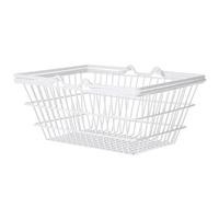 jojofuny Panier à Provisions Portable en Métal Poignée Ergonomique, Taille Moyenne, Couleur Blanche, Panier de Rangement Multifonction Cuisine et Maison, pour Courses et Organisation