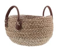 jojofuny Panier de Rangement en Jonc de Mer Naturel Tissé Main avec Poignée, Jardinière Ronde Moyenne, Panier Décoratif Polyvalent pour Plantes D’intérieur et Balcon, Bac de Stockage