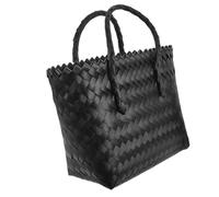 jojofuny Panier Tressé Imitation Rotin Noir Paquet Cabas à Main Femme Panier de Courses Artisanal Paquet de Plage Polyvalent Léger et Pratique pour Shopping Quotidien