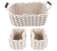 jojofuny Paniers de Rangement Poignée en Corde de Coton Tressée Lot de 3 Paniers Polyvalents pour Fruits et Collations , Adaptés au Stockage Personnel à Domicile