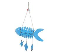 jojofuny Panneau de Bienvenue Bois Style Méditerranéen Poisson Décoratif Plaque de Porte Suspendue pour Entrée Ornement Mural Côtier pour Maison et Commerce