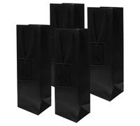 jojofuny Paquet à Bouteille de Vin en Papier Noir Vintage Élégant 4 Pièces avec Poignées, Paquet Présent Polyvalent pour Événements Retail et Célébrations