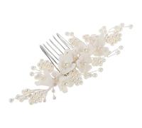 jojofuny Peigne de Cheveux pour Mariée Détail Floral Accessoire Mariage pour Coiffure Femme Beige