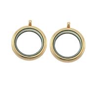 jojofuny Pendentif Rond En Alliage Et Verre, Pièces De Collier Créatives Diy, Lot De 2 Accessoires Dorés, Bijoux Femme Légers Pour Photos Personnalisées, Présent Anniversaire Usage Quotidien