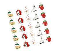 jojofuny Pendentifs de Noël en Alliage 25 Pièces Éléments DIY pour Boucles D’oreilles Pendantes Breloques Festives Elfe Père Noël Moufles Chaussure de Ski Boîte Présent Accessoires Bijoux