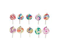 jojofuny Pendentifs Sucette Couleur Aléatoire 10pcs en Pâte Polymère et Paquet, Texture Lisse, Accessoires Originaux pour Décoration Téléphone Portable pour