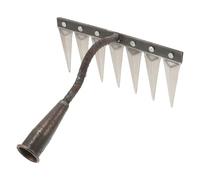 jojofuny Petit Râteau Désherbeur en Fer 7 Dents Épaisses Outil de Jardinage Manuel Léger et Portable Râteau à Main pour Pelouse et Ameublissement Terre pour Désherber et Cultiver