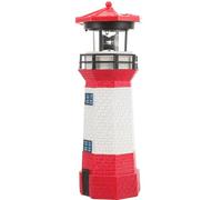 jojofuny Phare Solaire Rotatif LED Grand Format Décoration Extérieure en Résine et Métal Rouge Éclairage Solaire pour Terrasse et Jardin Ornement Résistant aux Intempéries