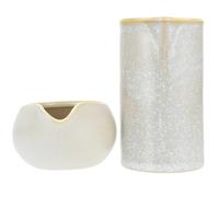 jojofuny Pichet à Lait en Céramique Cristal 250 Ml Récipient Multi-Usages pour Miel Café et Sauce Couleur Transparente Ensemble 2 Pièces Cuisine et Service à Table