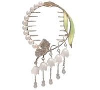 jojofuny Pince à Cheveux Queue de Cheval en Alliage Barrette Moyenne Ornée D'une Fleur de Muguet et Pompon Accessoire Cheveux pour Femmes et Épais pour Coiffures Quotidiennes et Fêtes