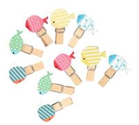 jojofuny Pinces à Linge en Bois 50PCS Poissons tropicaux Dessin animé, Mini Clips décoratifs pour Photos murales et bannière, Accessoires de Maison, ne cassent Pas Facilement