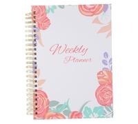 jojofuny Planificateur Hebdomadaire avec Spirale Organiseur Portable pour Enseignants et Usage Domestique Cahier Agenda Floral Rigide avec Bande Élastique
