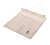 jojofuny Pochette de Rangement Mural Multi Poches Tissu Naturel Organisateur Suspendu Réutilisable avec Crochet Adhésif Pochette Murale Polyvalente pour Télécommande et Accessoires