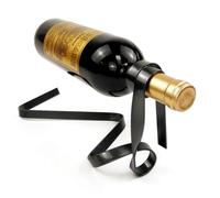 jojofuny Porte-Bouteilles à Vin Suspendu en Fer Noir Design Flottant pour Rangement Mural Élégant pour Intérieur et Restaurant