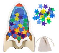 jojofuny Pot de Récompense Bois pour Classe Motivateur Étoiles Colorées Récompenses Étoile Entraînement Système pour Garçon Fille