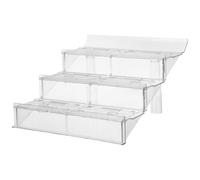 jojofuny Présentoir à Légumes en Plastique Transparent à 3 Niveaux 2 Pieds Cylindriques - Rehausseur pour Comptoir Réfrigéré de Supermarché Étagère Inclinée pour Fruits Gâteaux et