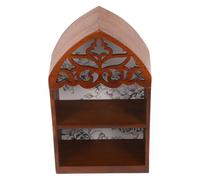 jojofuny Présentoir Mural Double Couche en Bois Naturel Étagère Murale pour Cristaux et Huiles Essentielles Support Décoratif Multifonction pour Bibelots Rangement Mural Compact pour