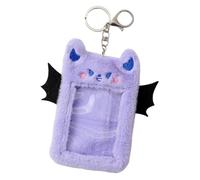jojofuny Protège-Cartes en Peluche Noir Ailes de Démon, Porte-Carte D'identité pour Étudiants et Garçon et Filles, Matériau Peluche et Alliage, Usage Longue Durée sans Bavures