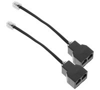jojofuny Répartiteur Téléphonique Adaptateur Rj11 6P4C Convertisseur 4 Conducteurs 2 Pièces Couleur Noire pour Téléphone Fixe et Usage Portable