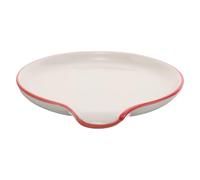 jojofuny Repose-Cuillère en Céramique Blanche Bord Rouge Support Compact pour Cuillères à Café Accessoire Cuisine Pratique et Élégant pour Coin Café Entretien Facile Petit Espace