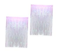 jojofuny Rideau De Pluie Décoratif Irisé 2 Pièces 1x2,5 m pour Fête Salle Et Scène Plastique Transparent Arc-en-Ciel Accessoires Ambiance Événements