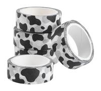 jojofuny Ruban Adhésif Décoratif 5pcs Motif Tache de Vache en Papier Blanc, Adhésif Résistant sans Trace pour Décoration Carnet et Maison