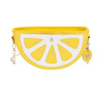 jojofuny Sac à bandoulière en forme de fruit avec chaîne, sac à bandoulière amusant en forme de citron pour femme et fille, avec une sangle pour le quotidien et les loisirs, jaune