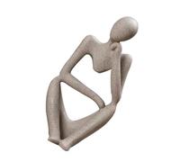 jojofuny Sculpture Abstraite Statuette Penseur Décorative en Résine de Grès Beige Style Unique et Artistique pour Salon et Bureau pour Décoration Intérieure