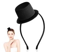 jojofuny Serrage-tête Mini Chapeau Haut-de-forme Noir pour Fête, Bandeau Réglable et Résistant, Accessoire Costume Carnaval et Mariage, Bandeaux Noirs pour Femmes, Coiffure Tea Party,