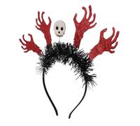 jojofuny Serrage-tête Sûr et Résistant Main Squelette Rouge Halloween en Feutre Pailleté, Accessoire Cheveux Femme pour Décoration Quotidienne et Fêtes
