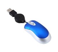jojofuny Souris USB Photoélectrique 1600 Dpi à Câble Télescopique Bleu | 3 Boutons, Molette de Défilement à Trois Voies, Plastique, pour Laptop et Netbooks