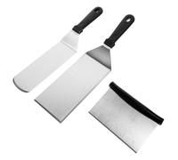 jojofuny Spatules Cuisine 3 Pièces en Acier Inoxydable Manche Plastique Antidérapant Spatule à Steak et Ustensiles Résistants à la Chaleur pour Cuisson Maison et Restaurant