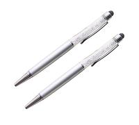 jojofuny Stylet Cristal 2pcs Multifonction pour Écran Tactile Stylo à Bille Rétractable Argenté Design Élégant Cristaux Stylet Pratique pour Tablette Et Smartphone Écriture Et Précise