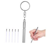 jojofuny Stylo Rétractable Acier Inoxydable Porte Clés Mini Stylo de Poche avec Recharge Design Confortable et Robuste pour