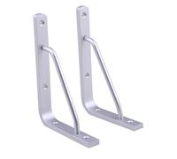 jojofuny Support Mural Triangulaire en Alliage D'aluminium Argenté Épais 12 Pouces, Lot de 2 Supports D'étagère Robustes pour Étagère Murale, Charge Lourde, Rangement Maison et Garage