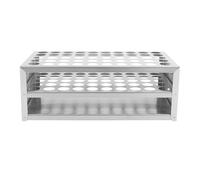 jojofuny Support Organisation 50 Emplacements Tubes Diamètre ≤17 Mm pour Tubes à Essai en Acier Inoxydable Design Gain de Place, Adapté pour Laboratoire et Stockage