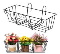 jojofuny Support pour Plantes en Métal Noir Carré Suspendu pour Balcon, Porte-pot de Fleurs Robuste, Support de Jardinière pour Pots de Jardin et Balconnières, Compatible Rambarde, Étagère