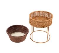 jojofuny Support pour Plantes Grasses en Rotin Mini Étagère Ronde Petite Taille Pot Étanche Inclus Bureau Salon Balcon Présentoir Décoratif pour Plantes Succulentes et Pots