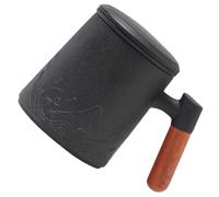 jojofuny Tasse à Thé en Céramique 400ml avec Anse en Bois, Couvercle et Infuseur Amovible, Mug Infuseur Thé Design Montagne, Maison et Bureau