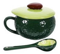 jojofuny Tasse en Céramique Forme Avocat avec Cuillère Intégrée 1 Pièce Couleur Vert Avocat Mug Décoratif pour Maison et Bureau Tasse à Café Lait Pratique et Originale