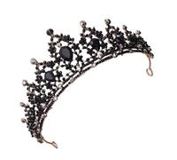 jojofuny Tiare de Fée Vintage Noire Strass, Couronne de Mariage Élégante pour Femmes, Accessoire Coiffure de Cérémonie et Séance Photo, Bandeau Léger et Solide pour Fêtes et Fiançailles