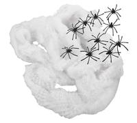 jojofuny Toile D'araignée Blanche Halloween en Coton avec Araignées Réalistes, Installation Facile et Réutilisable, Décoration pour Farces Effrayantes et Fêtes