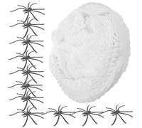 jojofuny Toile D'araignée Lumineuse d'halloween en Polyester Légère de 300g avec Araignées Factices, Décoration pour Fêtes et Maisons Hantées