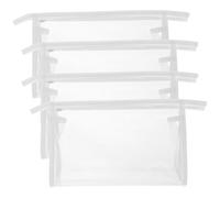 jojofuny Trousse de Toilette Imperméable en PVC Blanc 4pcs Fermeture Éclair Robuste pour Organiser Cartes et Articles Quotidiens Voyage