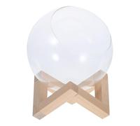 jojofuny Vase Verre Rond avec Support Bois Rétro pour Plantes Hydroponiques Terrarium Transparent Incliné pour Décoration Maison Jardin Mariage