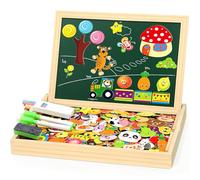 Jojoin 130 Pièces Puzzles en Bois Magnétique - 2025 Nouveau Jouet Montessori avec Double Face Aimanté | Modèle de Fruits Animaux Mignons - Jouet Educatif Enfant 3 Ans Plus