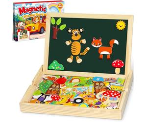 Jojoin 130 Pièces Puzzles en Bois Magnétique - 2025 Nouveau Jouet Montessori avec Double Face Aimanté | Modèle de Fruits Animaux Mignons - Jouet Educatif Enfant 3 Ans Plus