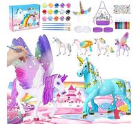 Jojoin Licorne Jouet Fille Kit de Peinture - D'artisanat à Colorier avec Brillent dans Le Noir | Bandeaux Bib Sleeve Gants - Licorne Cadeau Fille Garçons Créatif Anniversaire Noël 3 4 5 6 7 8