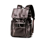 JOJOJ Sac à dos en cuir de vachette for homme, grande capacité, style décontracté, idéal for le travail ou comme sac à dos for ordinateur.(Brown)